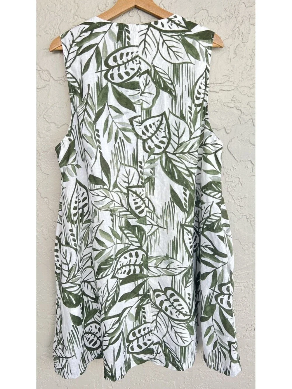 C&C California Women XL 100% Linen V-Neck Dress Sleeveless Vacation Beach